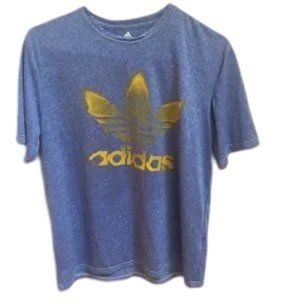 Adidas Trefoil Graffiti Spray Paint Space Dye Blue Tee Shirt Men's Sz L